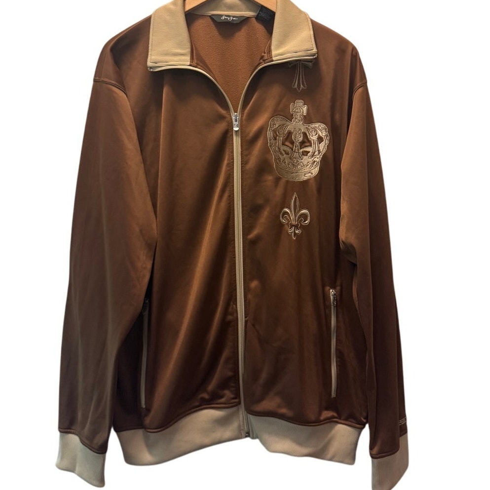 Sean John Vintage Y2k Brown Embroidery Crown Track Jacket Large Breaking Bad L